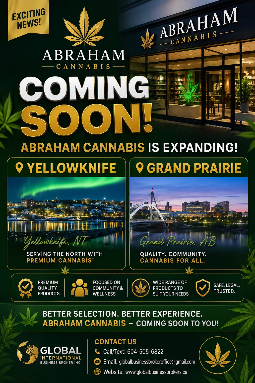 Abraham Cannabis is coming soon in Yellow Knife and Grand Prairie